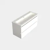 Wastafelonderkast Lepor Mat Wit Midden 1-uitsparing - 120x45x58cm