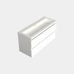 Wastafelonderkast Lepor Mat Wit Midden 1-uitsparing - 120x45x58cm