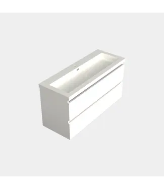 DutchLine Wastafelonderkast Lepor Mat Wit Midden 1-uitsparing - 120x45x58cm