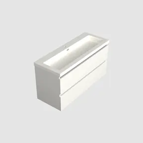 Wastafelonderkast Lepor Glans Wit Midden 1-uitsparing - 120x45x58cm