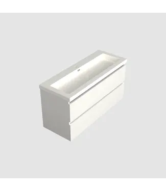 DutchLine Wastafelonderkast Lepor Glans Wit Midden 1-uitsparing - 120x45x58cm