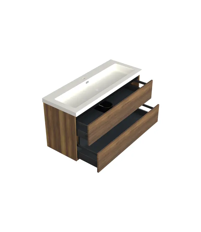 Wastafelonderkast Hamilton Walnoot Midden 1-uitsparing - 120x45x58cm