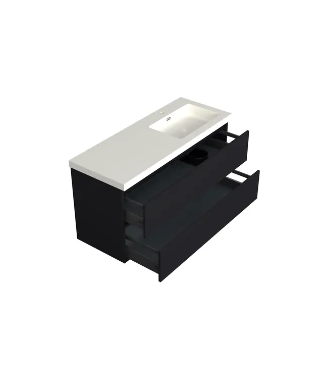 Wastafelonderkast Lumiere Mat Zwart Rechts - 120x45x58cm