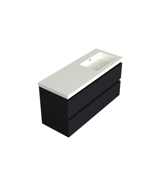 Wastafelonderkast Lumiere Mat Zwart Rechts - 120x45x58cm
