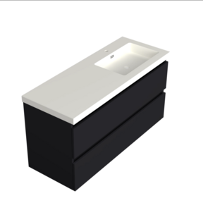 Wastafelonderkast Lumiere Mat Zwart Rechts - 120x45x58cm