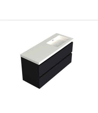 DutchLine Wastafelonderkast Lumiere Mat Zwart Rechts - 120x45x58cm