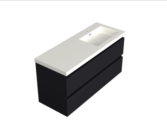 Wastafelonderkast Lumiere Mat Zwart Rechts - 120x45x58cm