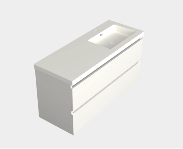 Wastafelonderkast Lepor Mat Wit Rechts - 120x45x58cm