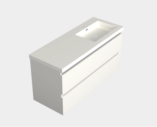 Wastafelonderkast Lepor Glans Wit Rechts - 120x45x58cm