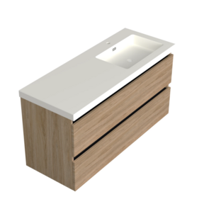 Wastafelonderkast Uludag Rustiek Eiken Rechts - 120x45x58cm