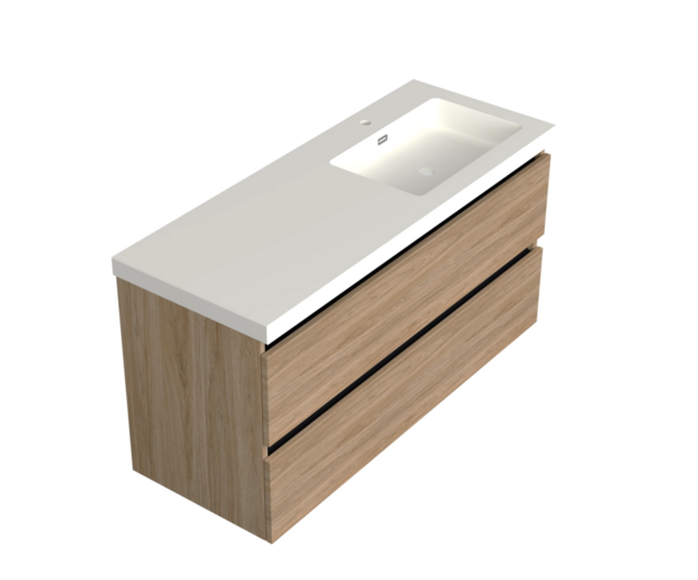 Wastafelonderkast Uludag Rustiek Eiken Rechts - 120x45x58cm