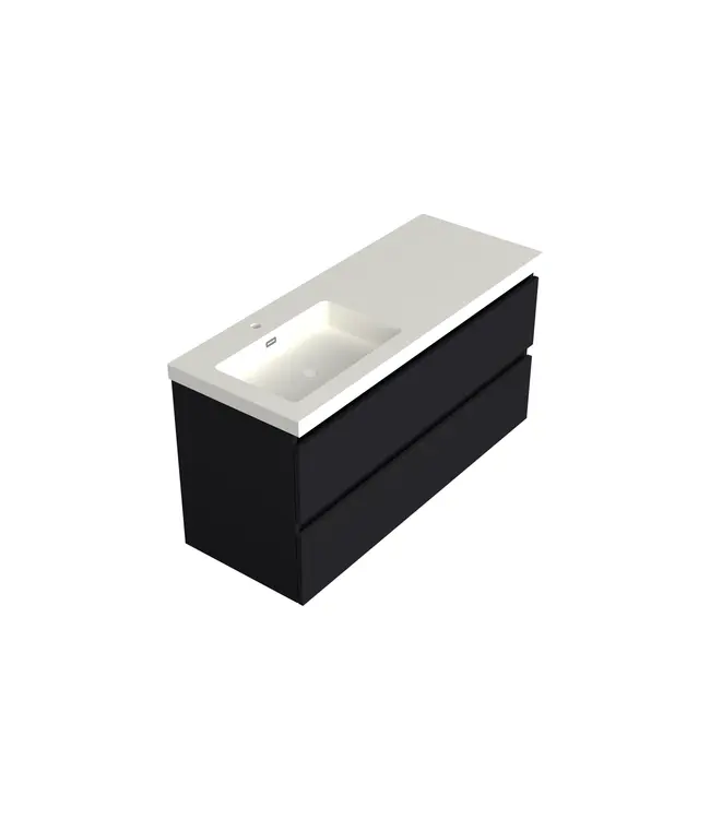Wastafelonderkast Lumiere Mat Zwart Links - 120x45x58cm