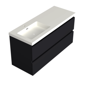 Wastafelonderkast Lumiere Mat Zwart Links - 120x45x58cm