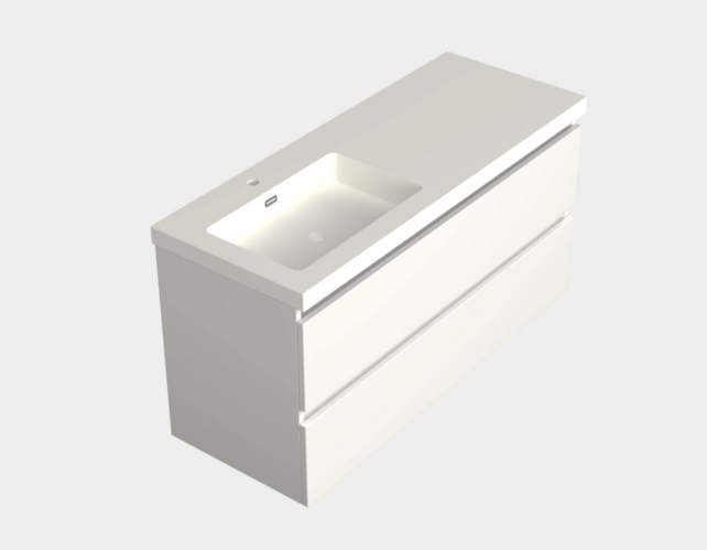 Wastafelonderkast Lepor Mat Wit Links - 120x45x58cm