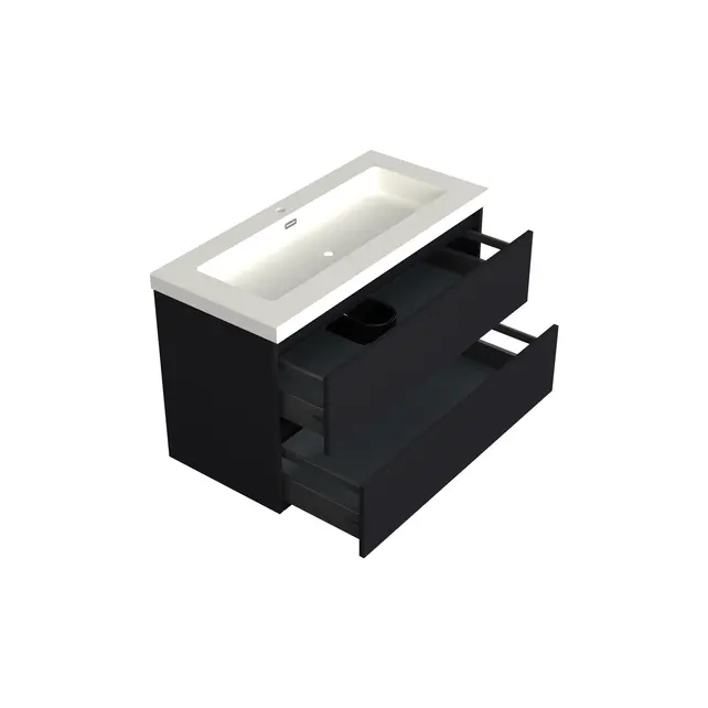 Wastafelonderkast Lumiere Mat Zwart - 100x45x58cm