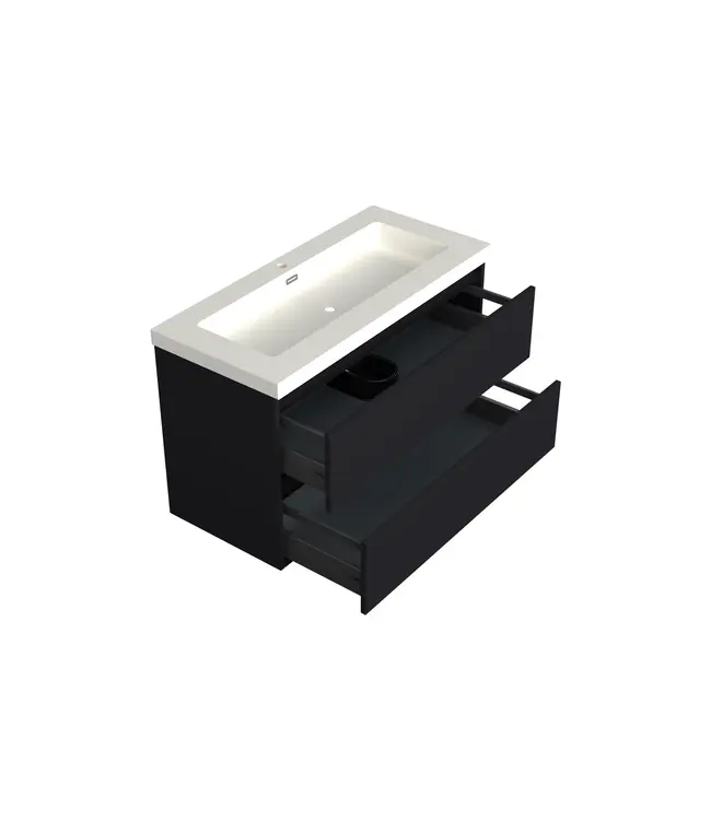 Wastafelonderkast Lumiere Mat Zwart - 100x45x58cm