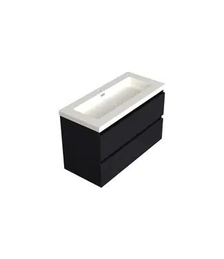 DutchLine Wastafelonderkast Lumiere Mat Zwart - 100x45x58cm
