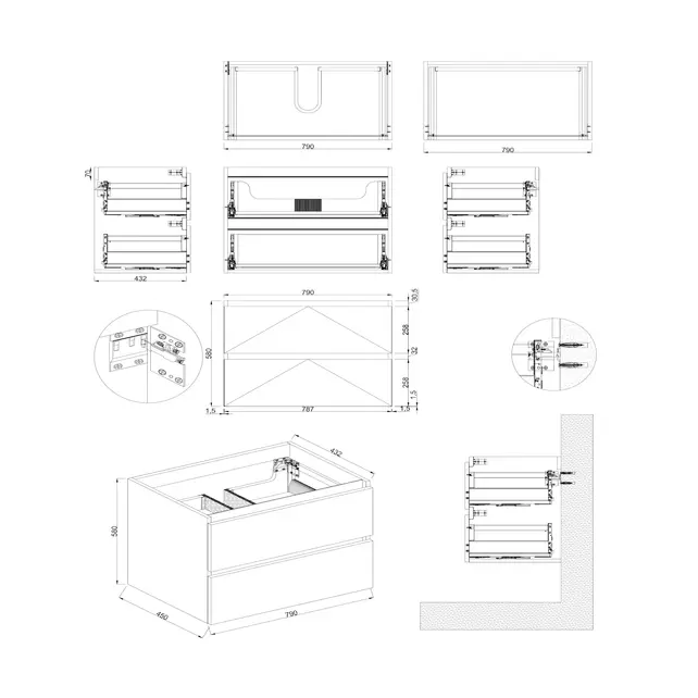 Wastafelonderkast Lepor Glans Wit - 80x45x58cm