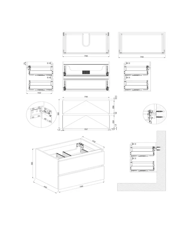 Wastafelonderkast Lepor Glans Wit - 80x45x58cm