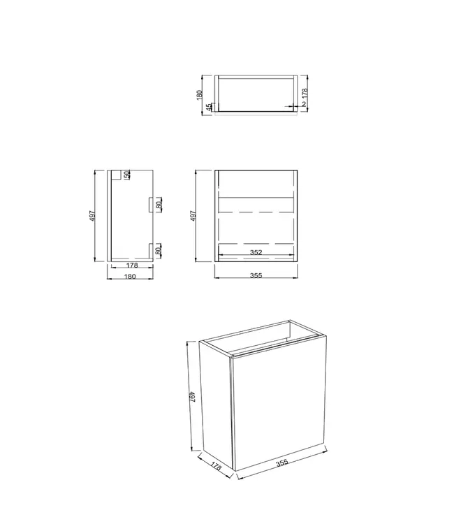 Toiletmeubel Lepor Glans Wit 36x50cm