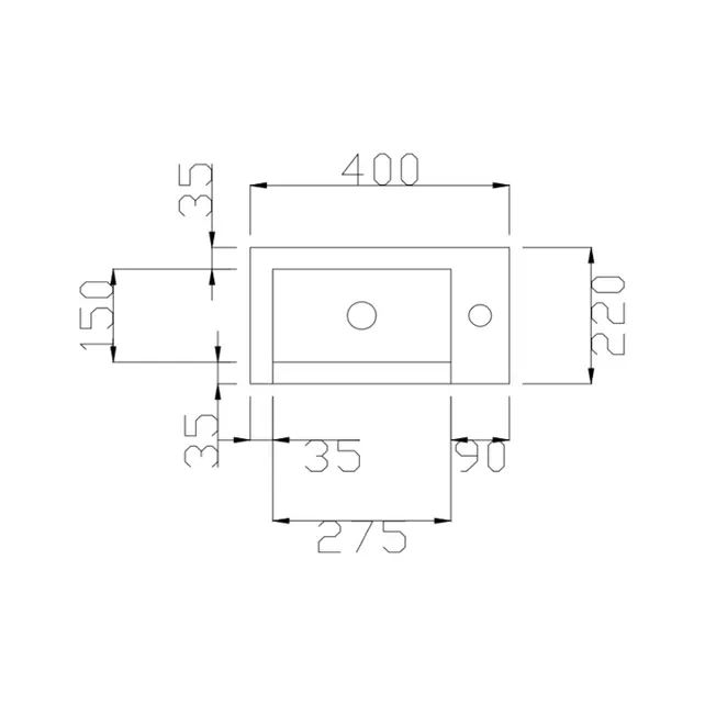 Fontein Mat Wit DutchLine Atlanta 40x22cm met kraangat L/R