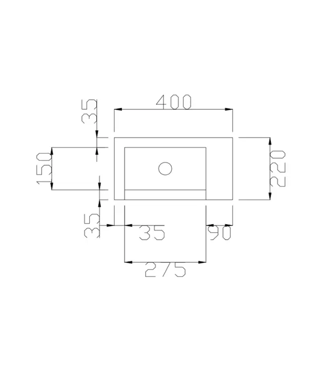Fontein Mat Wit DutchLine Atlanta 40x22cm zonder kraangat L/R