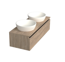 Badkamermeubel met Topblad Uludag Rustiek Eiken 120cm MDF 1 sofclose lade