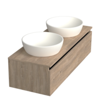 Badkamermeubel met Topblad Uludag Rustiek Eiken 120cm MDF 1 sofclose lade