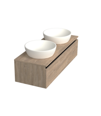 DutchLine Badkamermeubel met Topblad Uludag Rustiek Eiken 120cm MDF 1 sofclose lade