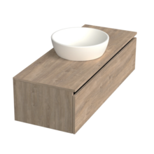 Badkamermeubel met Topblad Uludag Rustiek Eiken 120cm MDF 1 sofclose lade