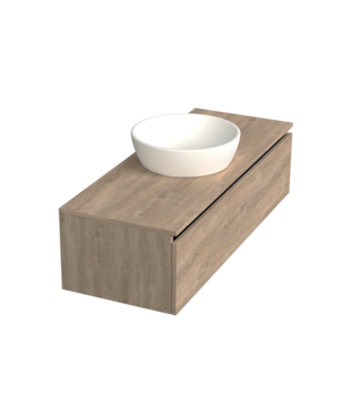 DutchLine Badkamermeubel met Topblad Uludag Rustiek Eiken 120cm MDF 1 sofclose lade