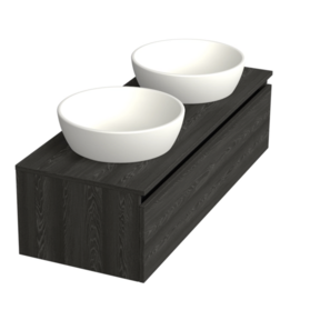 Badkamermeubel met Topblad Lumiere Zwart Eiken 120cm MDF 1 sofclose lade