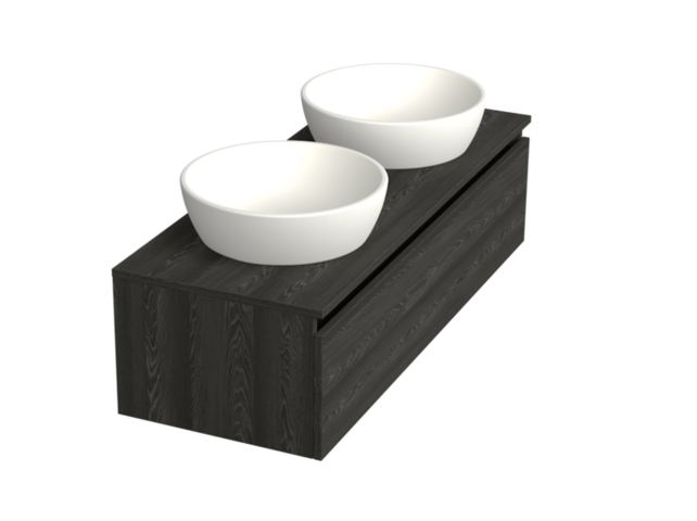 Badkamermeubel met Topblad Lumiere Zwart Eiken 120cm MDF 1 sofclose lade