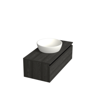 DutchLine Badkamermeubel met Topblad Lumiere Zwart Eiken 100cm MDF 1 sofclose lade