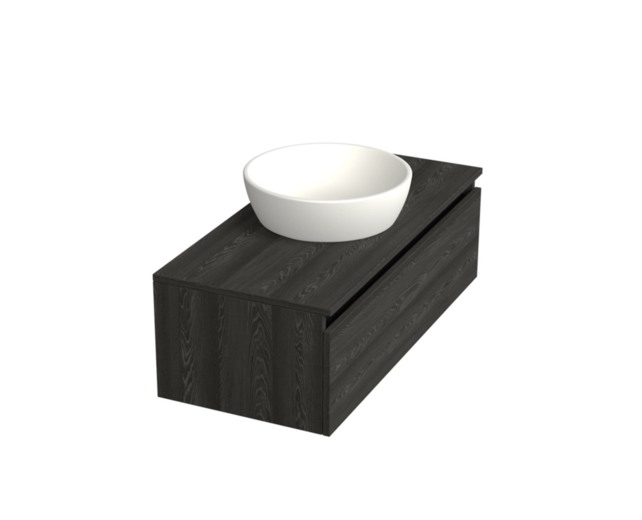 Badkamermeubel met Topblad Lumiere Zwart Eiken 100cm MDF 1 sofclose lade