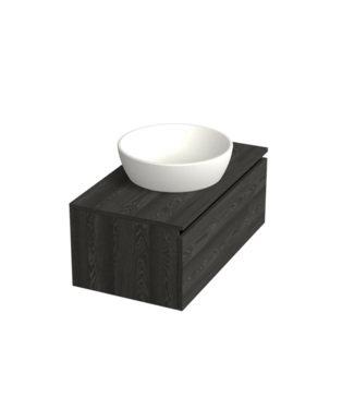 DutchLine Badkamermeubel met Topblad Lumiere Zwart Eiken 80cm MDF 1 sofclose lade