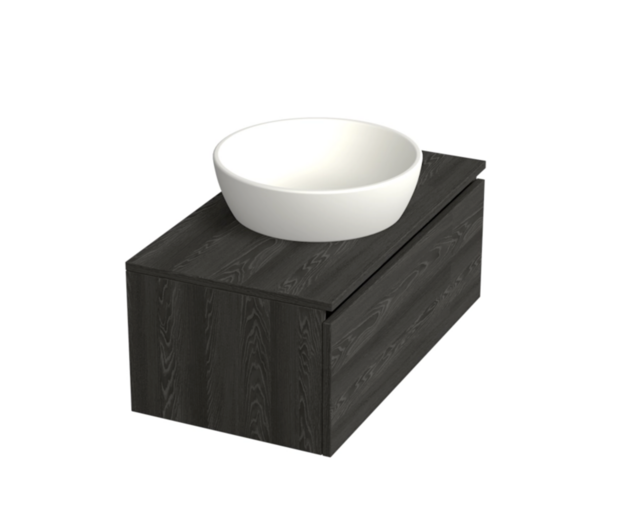 Badkamermeubel met Topblad Lumiere Zwart Eiken 80cm MDF 1 sofclose lade