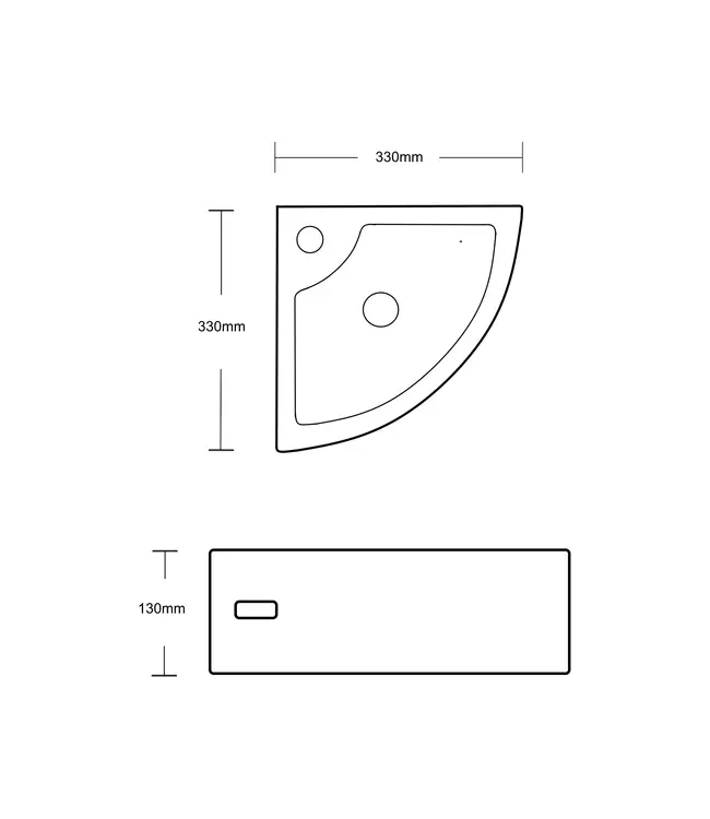 Toiletfontein Corner Mat Wit Hoekfontein 33x13cm met kraangat - Keramiek