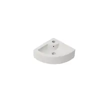 Toiletfontein Corner Mat Wit Hoekfontein 33x13cm met kraangat - Keramiek