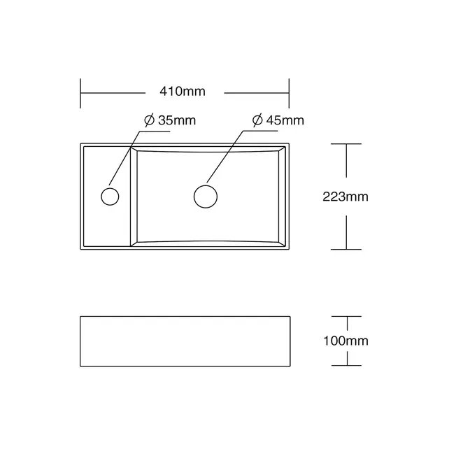 Toiletfontein Crea XXL Glans Wit Links 41x22x10cm