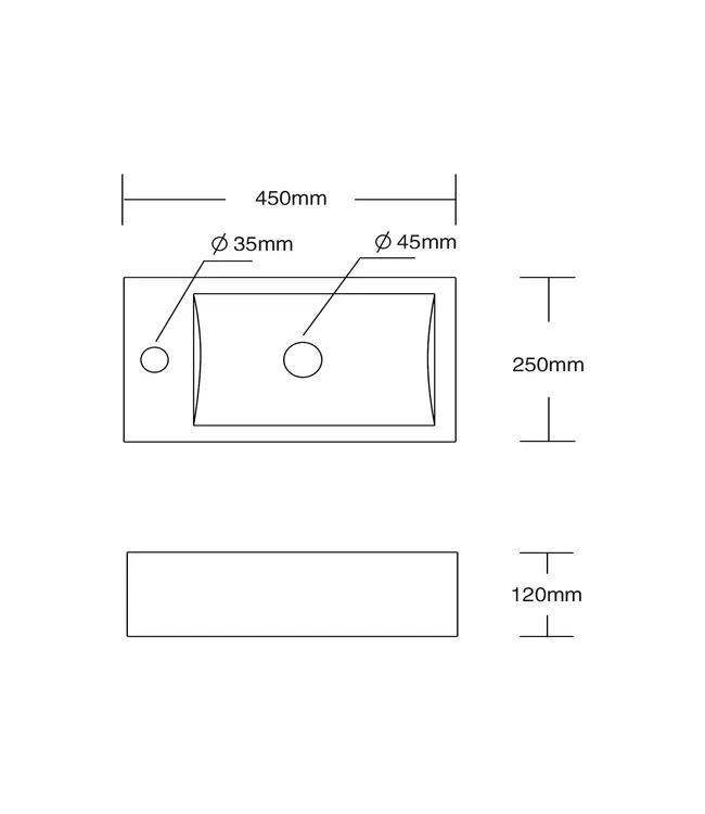 Toiletfontein Crea XXL Glans Wit Rechts 41x22x10cm