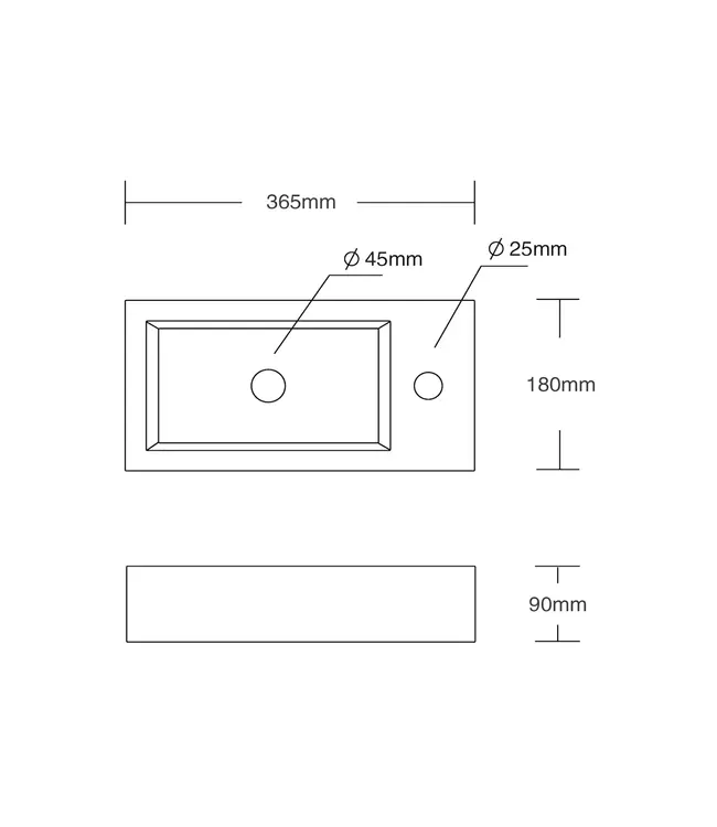 Toiletfontein Crea Mini Mat Zwart Rechts 36x18x9cm