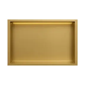Inbouwnis badkamer met led-licht 60x30x7cm Geborsteld messing Goud