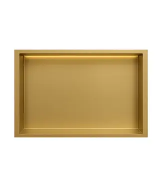 DutchLine Inbouwnis badkamer met led-licht 60x30x7cm Geborsteld messing Goud