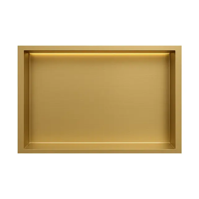 Inbouwnis badkamer met led-licht 60x30x7cm Geborsteld messing Goud