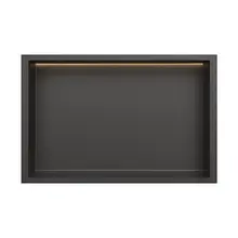 Inbouwnis badkamer met led-licht 60x30x7cm Gunmetal