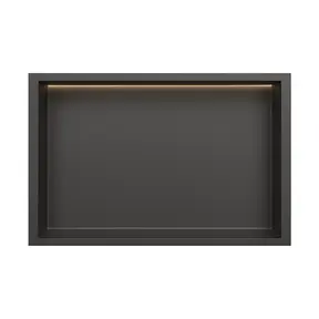 Inbouwnis badkamer met led-licht 60x30x7cm Gunmetal