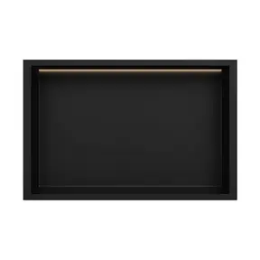 Inbouwnis badkamer met led-licht 60x30x7cm Mat Zwart