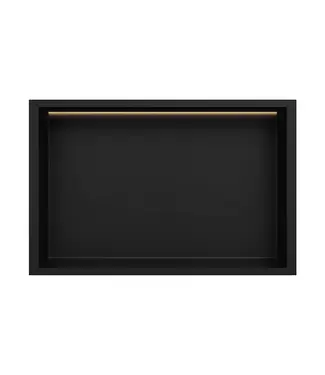 DutchLine Inbouwnis badkamer met led-licht 60x30x7cm Mat Zwart