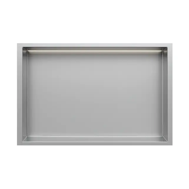 Inbouwnis badkamer met led-licht 60x30x7cm RVS